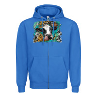True Royal holstein cow leopard and western background Zipper Hoodie - BarkalooDesign