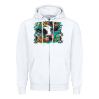 White holstein cow leopard and western background Zipper Hoodie - BarkalooDesign