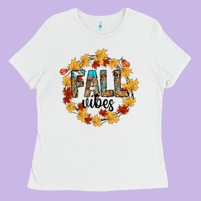 Fall Vibes Ladies Tee Designed By Cowhidedigitalart