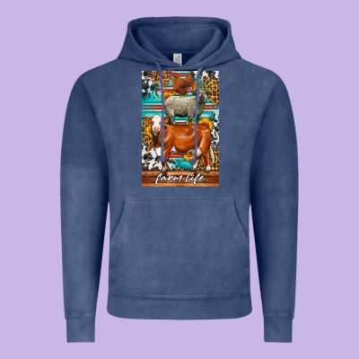 Western Farm Life Vintage Hoodie Designed By Lillyallendesigns