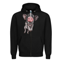 Black baby pig Zipper Hoodie - BarkalooDesign