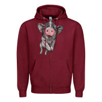 Burgundy baby pig Zipper Hoodie - BarkalooDesign