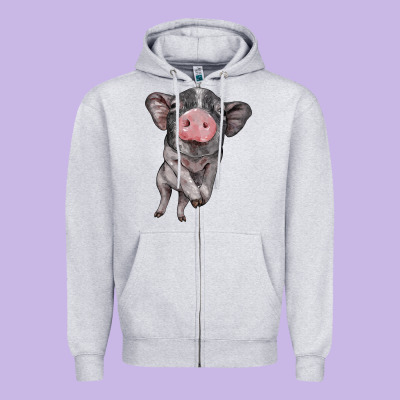 Baby Pig Zipper Hoodie Designed By Barkaloodesign