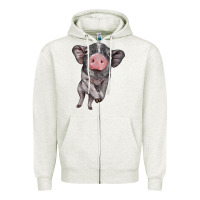 Oatmeal Heather baby pig Zipper Hoodie - BarkalooDesign