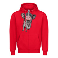 Red baby pig Zipper Hoodie - BarkalooDesign