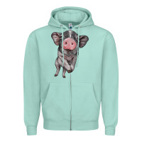 Seafoam baby pig Zipper Hoodie - BarkalooDesign