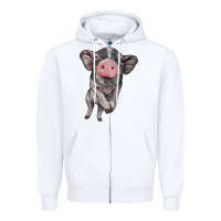 White baby pig Zipper Hoodie - BarkalooDesign