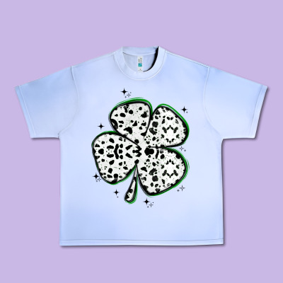 Four Leaf Clover Dalmatian Print Grunge Urban Heavy Tee Designed By Maliassmallbusiness