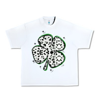 White four leaf clover dalmatian print grunge Urban Heavy Tee - MaliasSmallBusiness