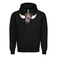 Black angel baby pig Zipper Hoodie - BarkalooDesign