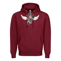 Burgundy angel baby pig Zipper Hoodie - BarkalooDesign