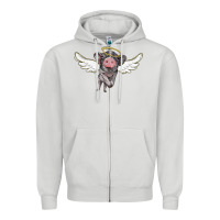 Dove Grey angel baby pig Zipper Hoodie - BarkalooDesign