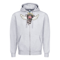 Heather Grey angel baby pig Zipper Hoodie - BarkalooDesign