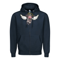 Navy angel baby pig Zipper Hoodie - BarkalooDesign
