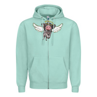 Seafoam angel baby pig Zipper Hoodie - BarkalooDesign