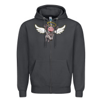 Smoke angel baby pig Zipper Hoodie - BarkalooDesign