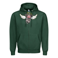 Sports Green angel baby pig Zipper Hoodie - BarkalooDesign
