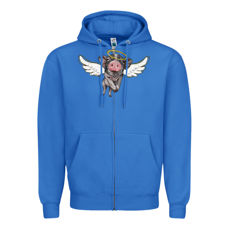 Angel Baby Pig Zipper Hoodie by BarkalooDesign | Teevron