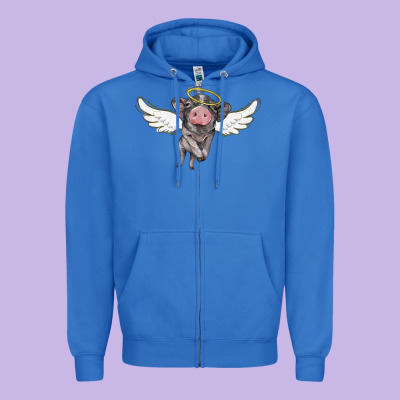Angel Baby Pig Zipper Hoodie Designed By Barkaloodesign