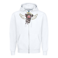 White angel baby pig Zipper Hoodie - BarkalooDesign