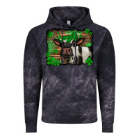 Cloud Black st Patricks cow with leopard background holstein cow Vintage Hoodie - Jasminsmagicworld