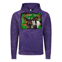 Cloud Purple st Patricks cow with leopard background holstein cow Vintage Hoodie - Jasminsmagicworld