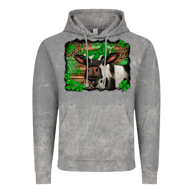 St Patricks Cow With Leopard Background Holstein Cow Vintage Hoodie by Jasminsmagicworld | Teevron