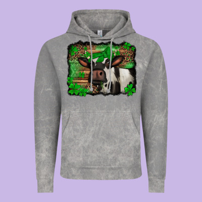 St Patricks Cow With Leopard Background Holstein Cow Vintage Hoodie Designed By Jasminsmagicworld