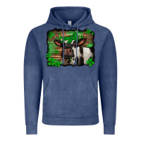 Vintage Denim st Patricks cow with leopard background holstein cow Vintage Hoodie - Jasminsmagicworld