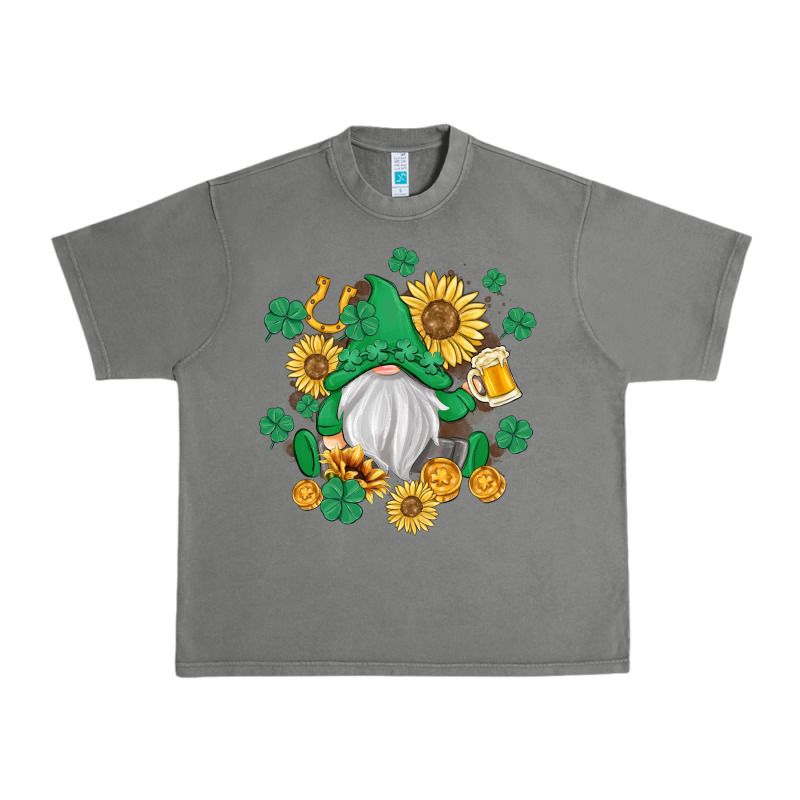 St Patrick's Day Shamrock Sunflowers Gnome Urban Heavy Tee by MaliasSmallBusiness | Teevron