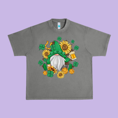 St Patrick's Day Shamrock Sunflowers Gnome Urban Heavy Tee Designed By Maliassmallbusiness