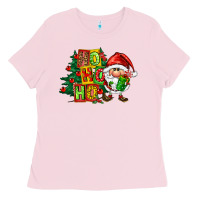 Bubblegum Pink ho ho ho santa gnomes Ladies Tee - FaDigitalArtStudio