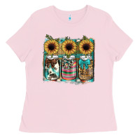 Bubblegum Pink mason jar, sunflower Ladies Tee - JahusDesignShop