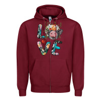 Burgundy pig love Zipper Hoodie - BarkalooDesign