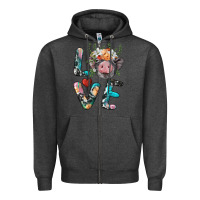 Charcoal Heather pig love Zipper Hoodie - BarkalooDesign