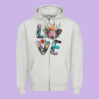 Pig Love Zipper Hoodie Designed By Barkaloodesign