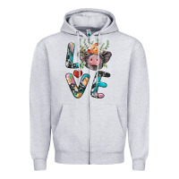 Heather Grey pig love Zipper Hoodie - BarkalooDesign
