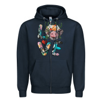 Navy pig love Zipper Hoodie - BarkalooDesign