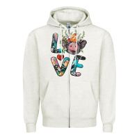 Oatmeal Heather pig love Zipper Hoodie - BarkalooDesign