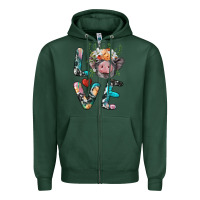 Sports Green pig love Zipper Hoodie - BarkalooDesign