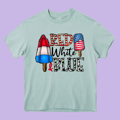 Red White Blue Heavy Core Tee Designed By Cowhidedigitalart