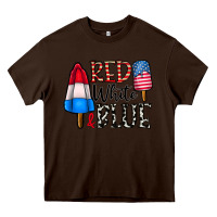 Chocolate Brown red white blue Heavy Core Tee - CowhideDigitalArt