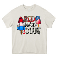Cream red white blue Heavy Core Tee - CowhideDigitalArt