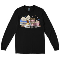 Black coffee and books Long Sleeve Tee - MaliasSmallBusiness
