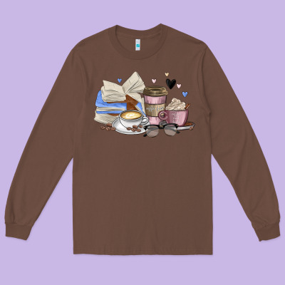 Coffee And Books Long Sleeve Tee Designed By Maliassmallbusiness