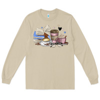 Mushroom coffee and books Long Sleeve Tee - MaliasSmallBusiness