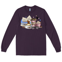 Plum coffee and books Long Sleeve Tee - MaliasSmallBusiness