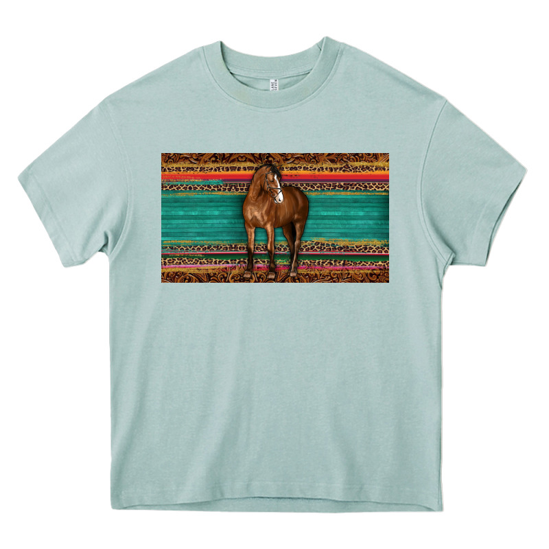 Western Horse Serape Tooled Leather Leopard  Sippy Cup Heavy Core Tee by BarkalooDesign | Teevron