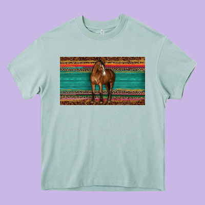Western Horse Serape Tooled Leather Leopard  Sippy Cup Heavy Core Tee Designed By Barkaloodesign