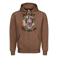 Chestnut just a girl who loves pigs floral wreath Zipper Hoodie - BarkalooDesign